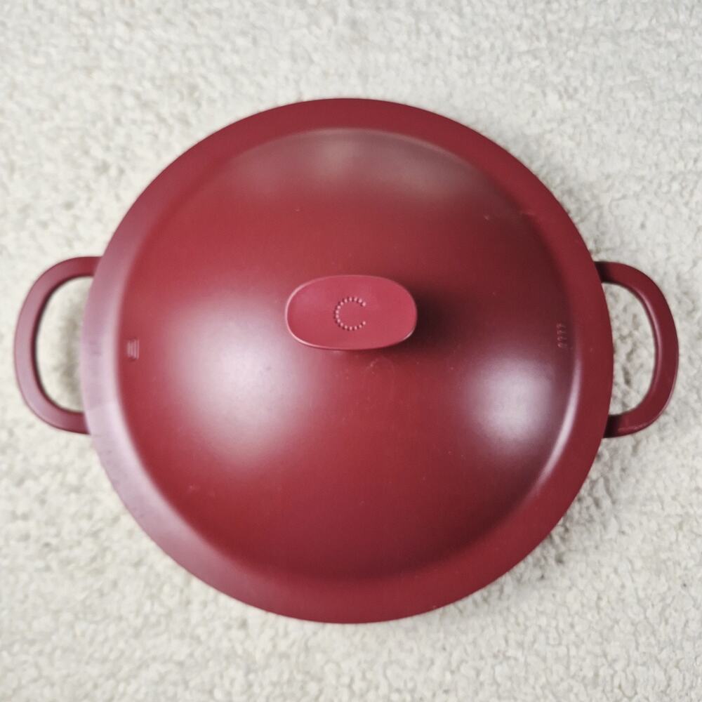 Curtis Stone Dura Pan 11" Braiser Sauté Pan Red Nonstick W Lid Dual Handle